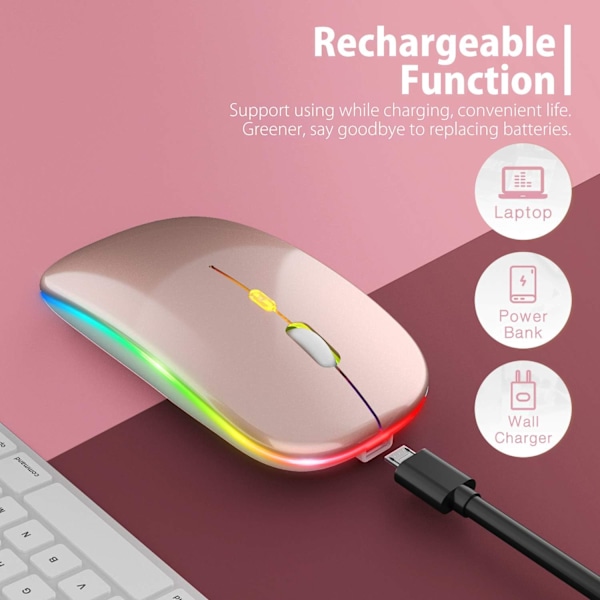 Trådlös Bluetooth mus för bärbar dator Pink