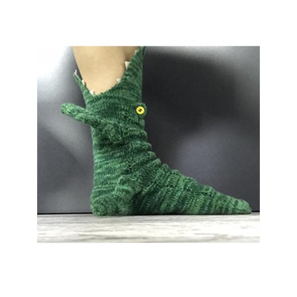 Gröna Krokodil Stickade Ullstrumpor Green