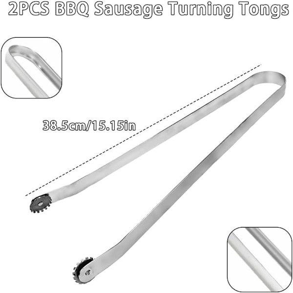 2 stk BBQ Pølsegrilling Roterende Tang, Tang for Grilling