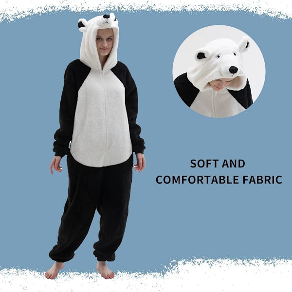 Unisex Vuxen Sovkläder med Fickor Lösa Tjocka Pyjamas Black-White M