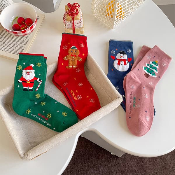 4 Par Dame Strømper Juleferie Casual Strømper