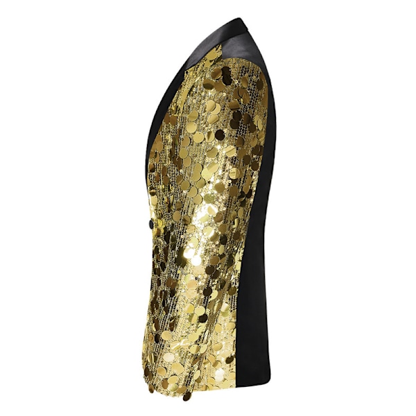 Herrar Sequin Blazer Kostym En Knapp Slim Fit Sequin Jacka Gold 36