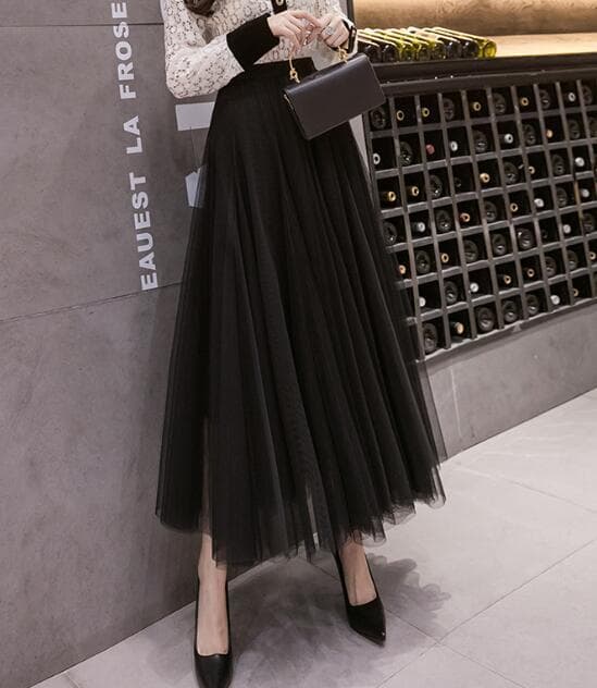 Midilengde Høytaljet Halv-Saree Black