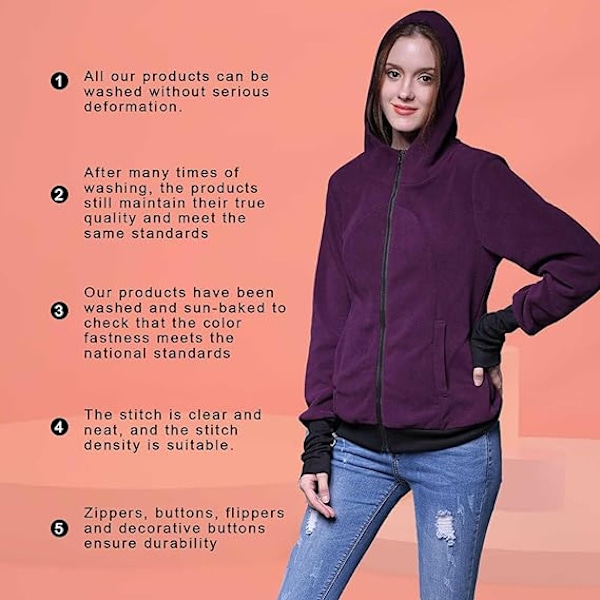 3-i-1 Multifunksjonell Maternitygenser med hette for kvinner Purple 2XL