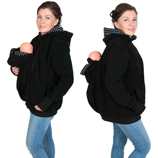 3-i-1 Multifunksjonell Maternitygenser med hette for kvinner Black 2XL