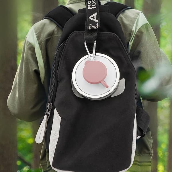 Hopfällbar Vattenflaska, Campingmugg med Karbinhake Black
