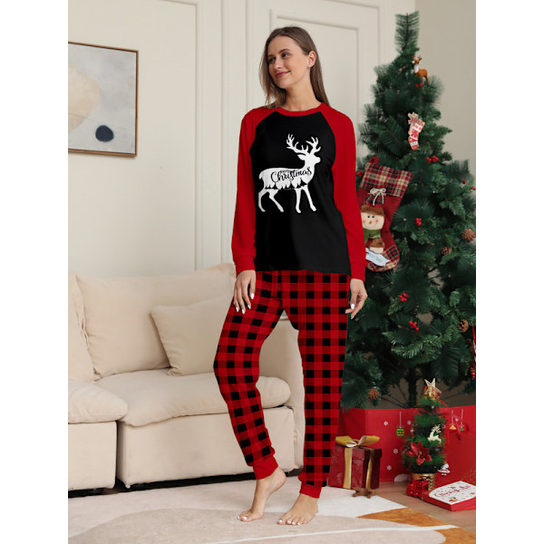 Julpyjamas med söt ren-print, långärmad pyjamasuppsättning Dad M