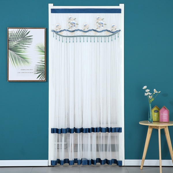 Vit fransk dörrgardin blommigt skirt fönster color6 90*210cm