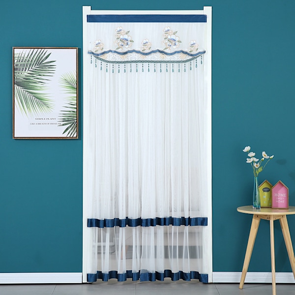 Vit fransk dörrgardin blommigt skirt fönster color6 90*220cm