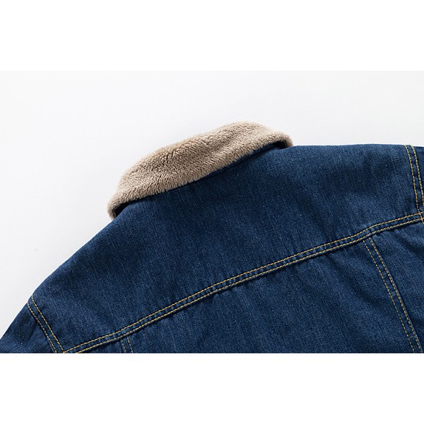 Mænds Fleeceforet Jeansjakke Vinterjakke Dark Blue M