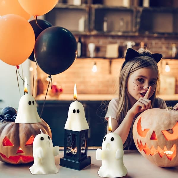 4 Store Halloween Spøgelseslys Spøgelsesduftende Lys