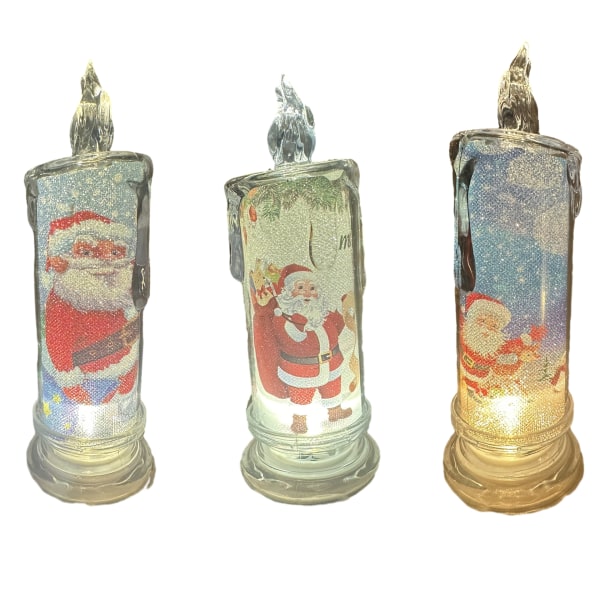 3 st Christmas Flameless Ljus Set för hem juldekoration Set 3