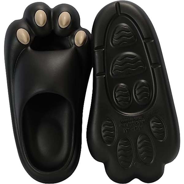 Kissan tassu -tossut söpöt hauskat mukavat pehmeät kotitossut Black Shoes Size 38-39