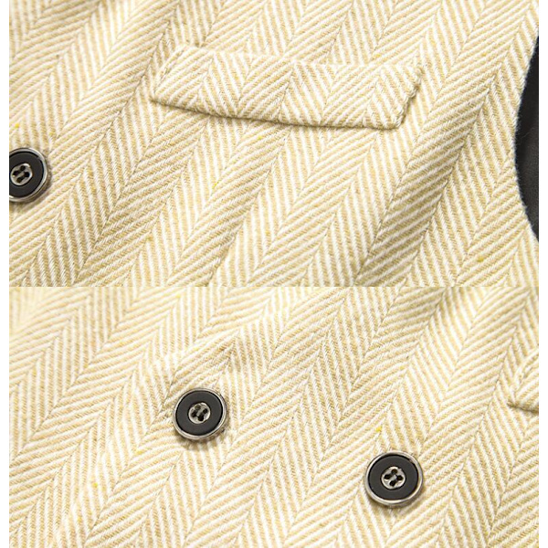 Herrar Slim Fit Dubbelknäppt Väst Beige M