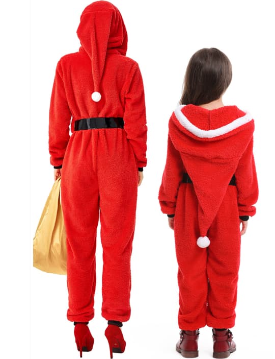 Jule-Onesies i Flanell med Hetter for Jenter L