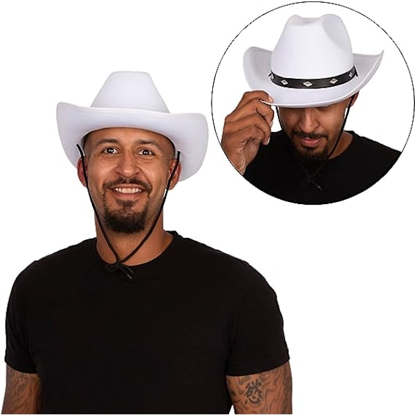 Cowboyhat til Mænd & Kvinder - Sort Filthat med Nitter White