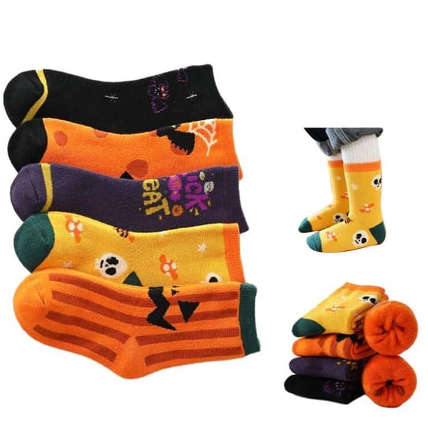 5 Par Halloween-Strumpor Roliga Strumpor För Barn M