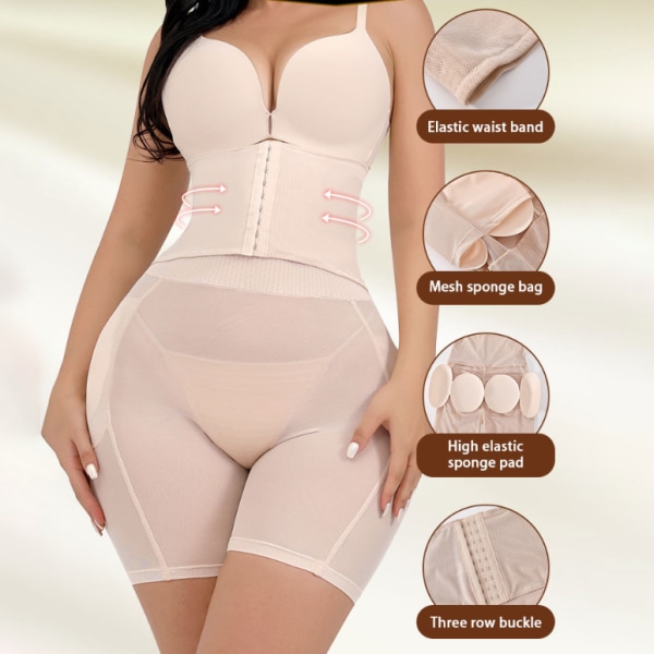 Kvinnors Butt Lifter Shapewear Hip Pads Enhancer Trosor Skin XL