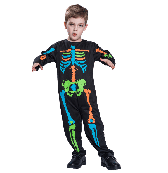 Barn Halloween kostym Skeleton Bone Body M