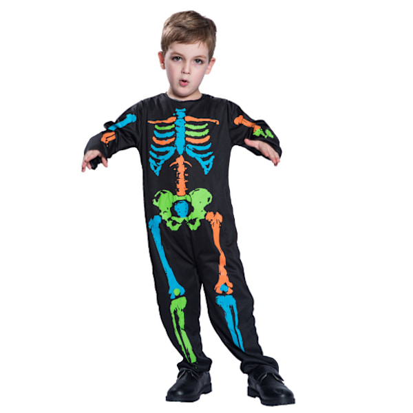 Barn Halloween kostym Skeleton Bone Body S