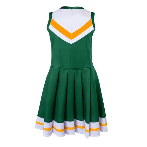 Kid's School Cheerleader kostym Halloween musikalisk festklänning green 160cm