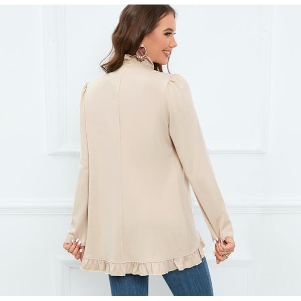 Kvinners Ruffled Lapel Knappelukking Jakke Apricot M