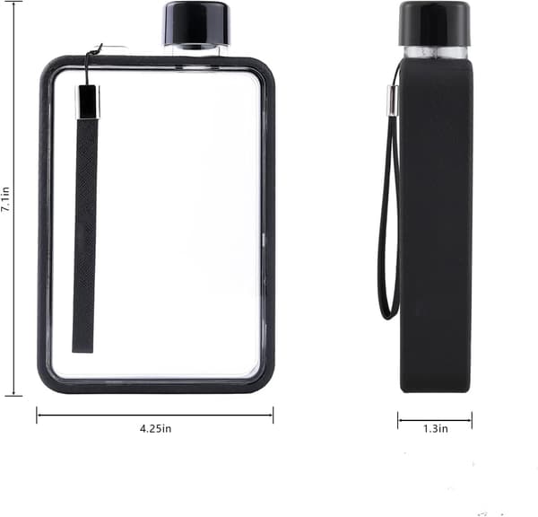 A5 Vedenpullo Kanteen Flask Litteä Kannettava Matkamuki black