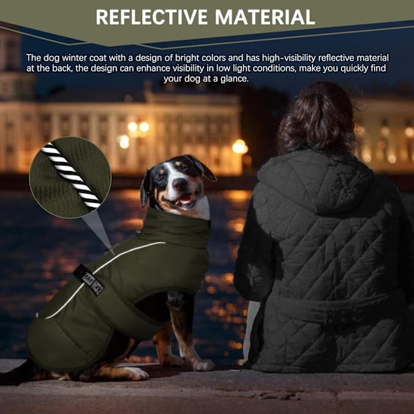 Vattentäta Hundvinterjackor, Reflekterande Hundjackor för Kallt Väder Army Green 4XL