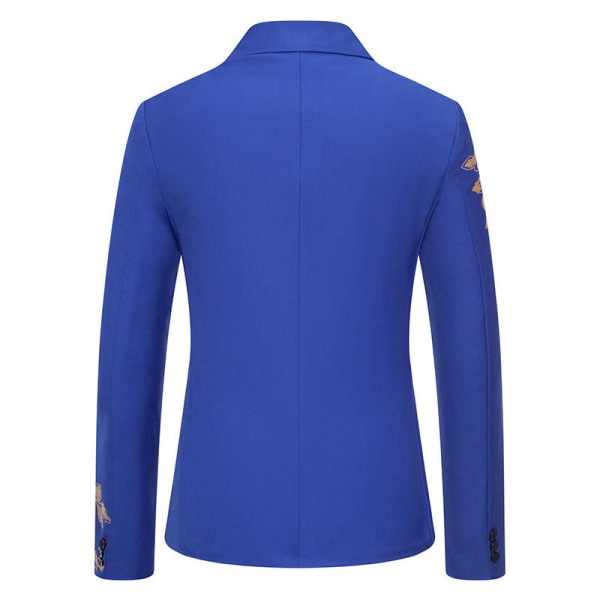 Herre Blazer Mote Blomster Casual Sportsjakke Slank Passform Dressjakke BLUE M