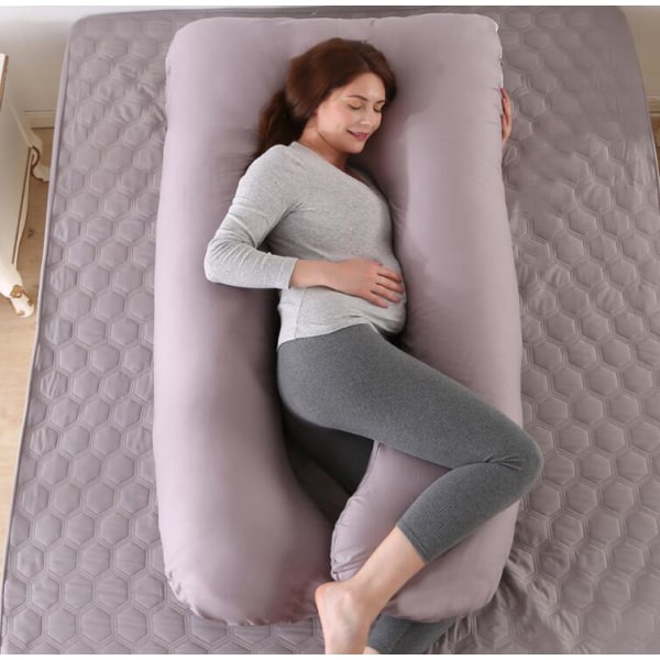 Sovkudde för gravida i bomull Avtagbar Tvättbar U-formad kudde Gray