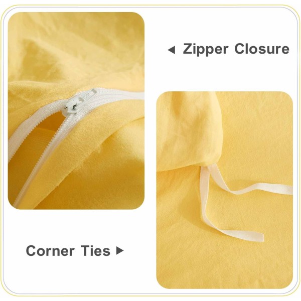 Pompong-kant Dynetrekk 3-delt Bohemsk Mikrofibersett Yellow Twin-168*228cm