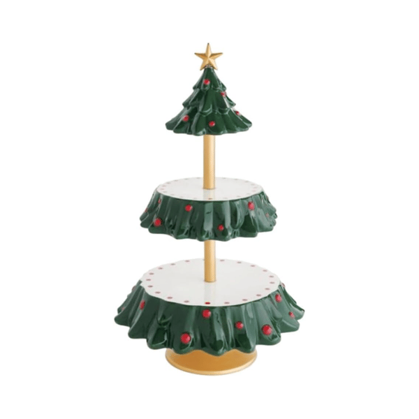 Lagdelt Juletrærserveringsstativ, Julekake-Cupcake-Stativ Green