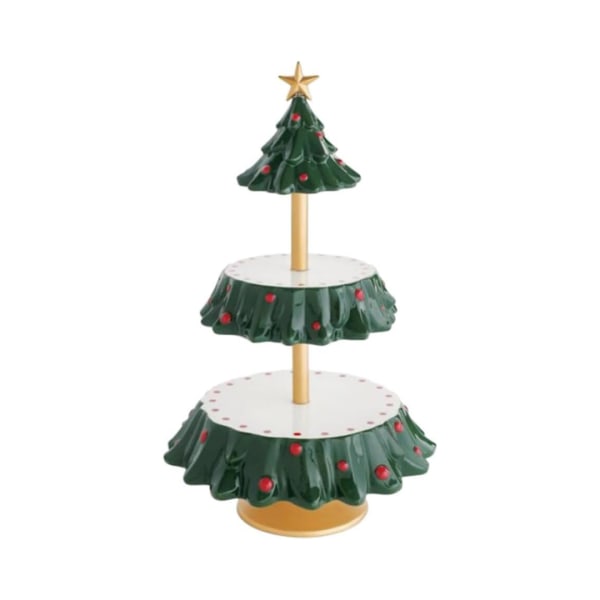 Tiered Xmas Tree Servering Stand, Christmas Bakery Cupcake Stand Green