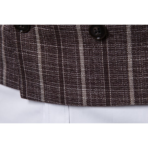 Herrar Väst i Randigt Tyg, Slim Fit, Formell Klädväst, Dubbelknäppt, Business Väst Coffee M