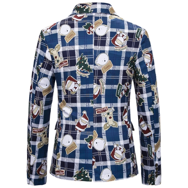 Julkavaj för män Ugly X-Mas Holiday Print Kostymjacka Blue S