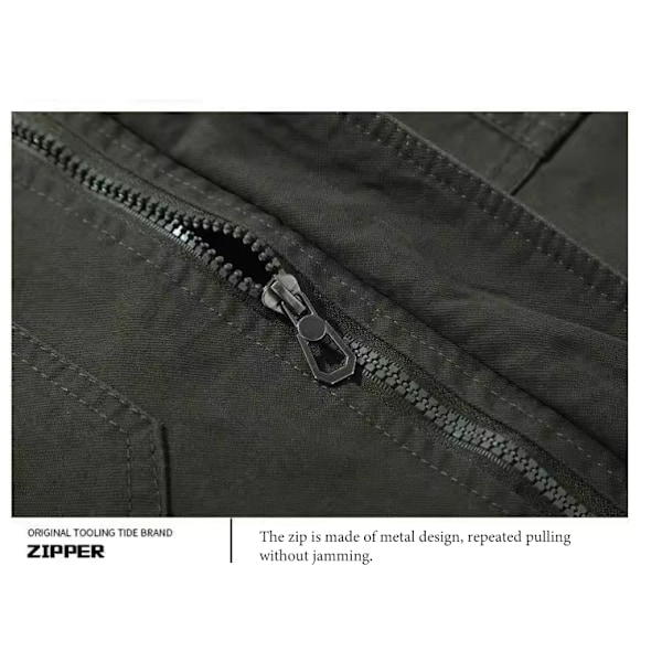 Miesten Puuvillainen Kevyt Seisova Kaulus Sotilas Takki Tuulenpitävä Army Green 4XL