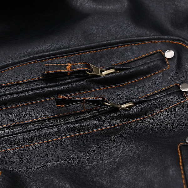Mænds Lapel Biker Læderjakke 4XL