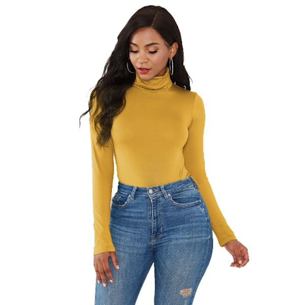 T-tröjor med långärmade tröjor för kvinnor yellow M