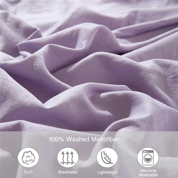 Pompong-kant Dynetrekk 3-delt Bohemsk Mikrofibersett Purple Twin-168*228cm