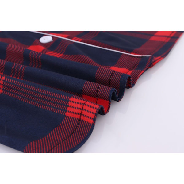 Mjukt Silke Långärmad Dam Plaid Skjorta Pyjamas Red M