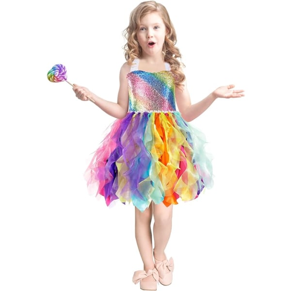 Tutu klänning för flickor Glittrande paljetter i tyll baloutfit Colorful 4T