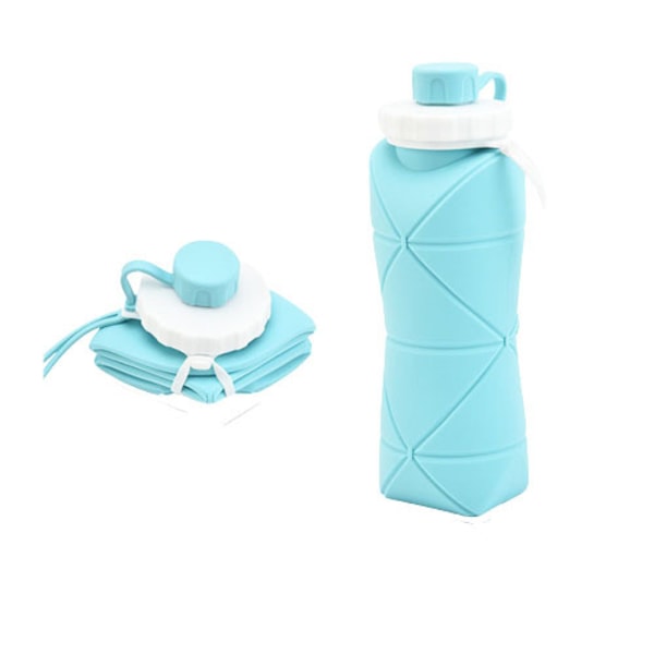 600ml Foldbar Vannflaske i Silikon for Sport Sky blue