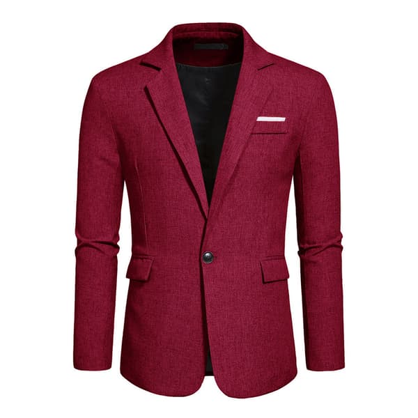 Slim fit business casual kavajer för män, enknäppt lättviktskostymjacka Red 2XL