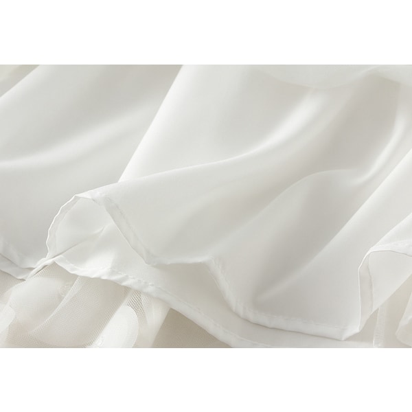 Dame Tyll Midi Skjørt 3D Polkadot Mesh Skjørt A-Linje White