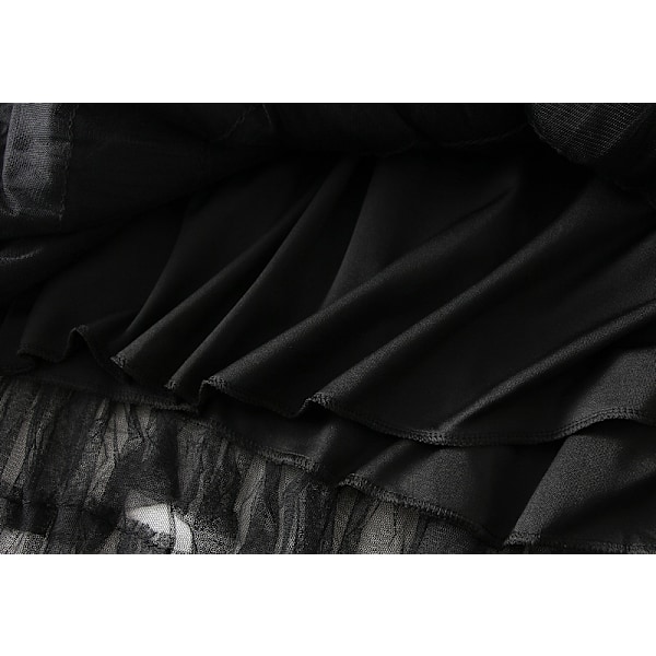 Skjørt for kvinner med elastisk midje og lagdelt netting Black L