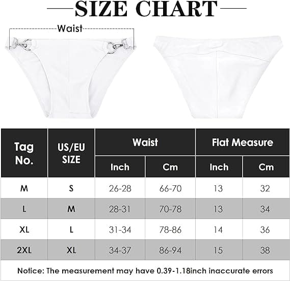 Mænds Sexy Badetøj Bikini Briefs Skinnende Metallic Thong G-String med Hip Coverage White L