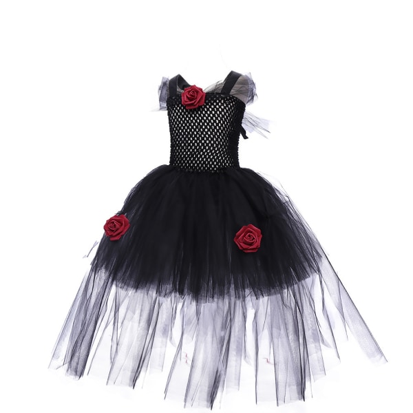 Halloween Häxa Vampyr Kostymer Flickor Queen Carnival Party Black L