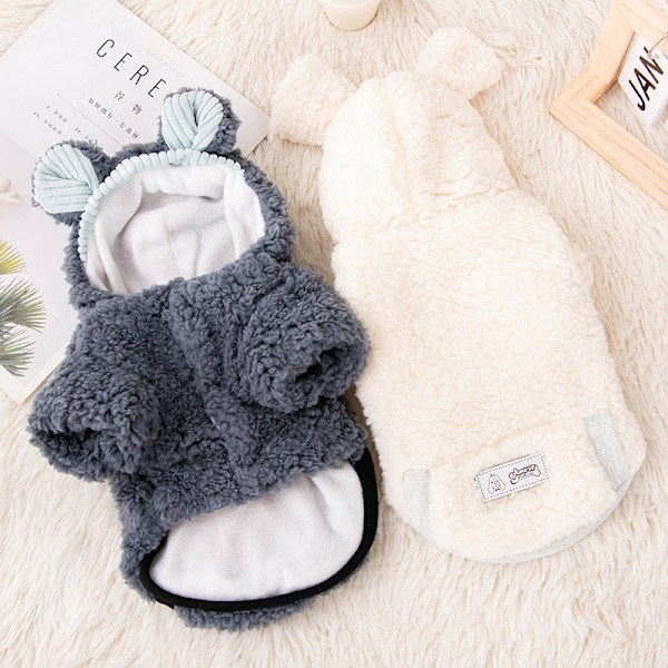 Kattkläder Höst och Vinter Hundkläder Söt Varma Grey Blue XS