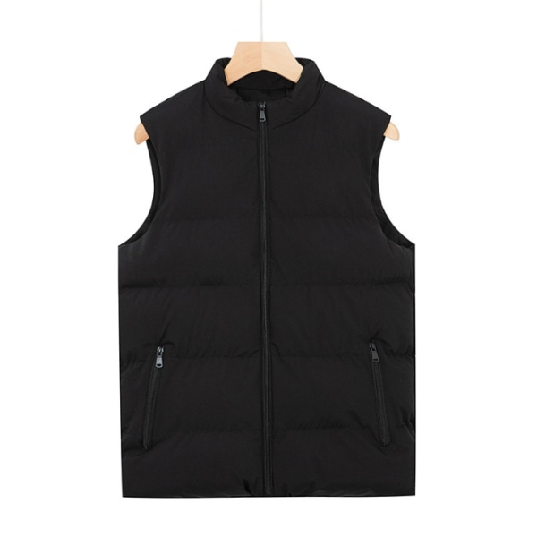 Män Casual Stand krage väst Vadderad jacka väst black XL