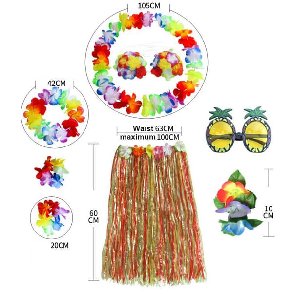 8-pack Hulakjol Kostymset för Hawaii Luau-fest multicolour 80cm